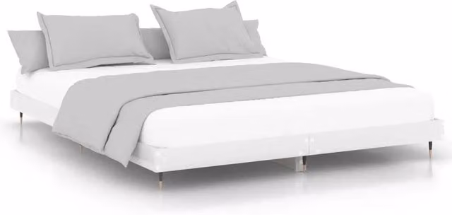Letto matrimoniale moderno in legno e metallo bianco lucido L/P: 200 x 200 cm