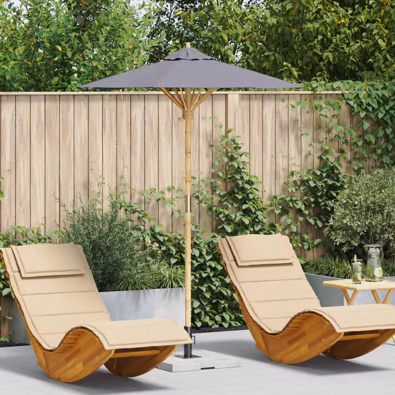 Ombrello da giardino rotondo vidaXL in bambù e poliestere grigio scuro Ø 150 x H 210 cm