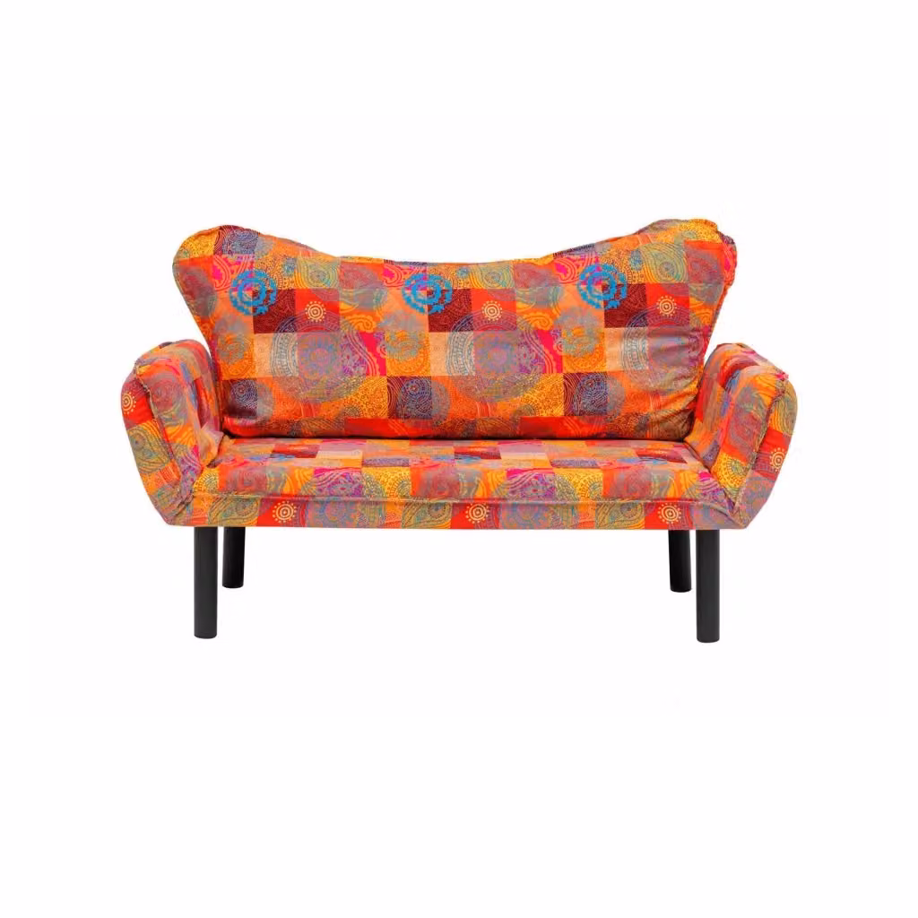 Hone Divano Letto 2 Posti con Contenitore Multicolore con Motivo Astratto e Struttura in Metallo L: 150 cm, P: 65 cm – 2