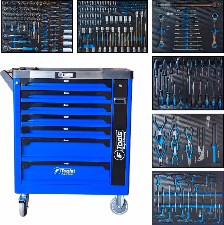 Toolcar F-Tools Blu XXL Carrello portautensili Carrello da officina riempito