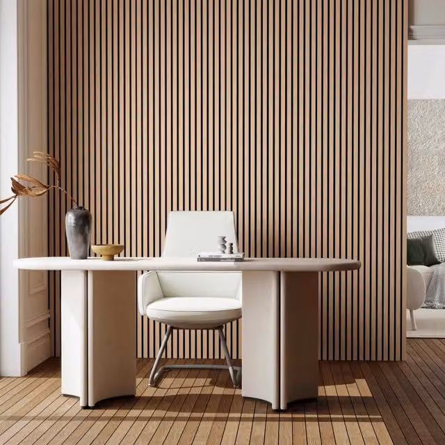 3 pezzi Pannelli decorativi fonoassorbenti L240xL60cm SP21mm in legno MDF，Colore di rovere scuro assorbimento acustico