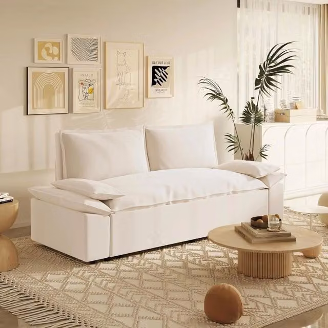 Divano letto Belly 2 posti colore beige 185x85x85H