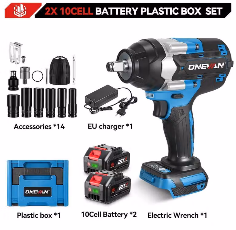Avvitatore a impatto Avvitatore a impatto a batteria - Senza fili - 1200 Nm - 18 V - Motore brushless - 2 batterie incluse - 7000 giri/min - Spina UE - Rosso