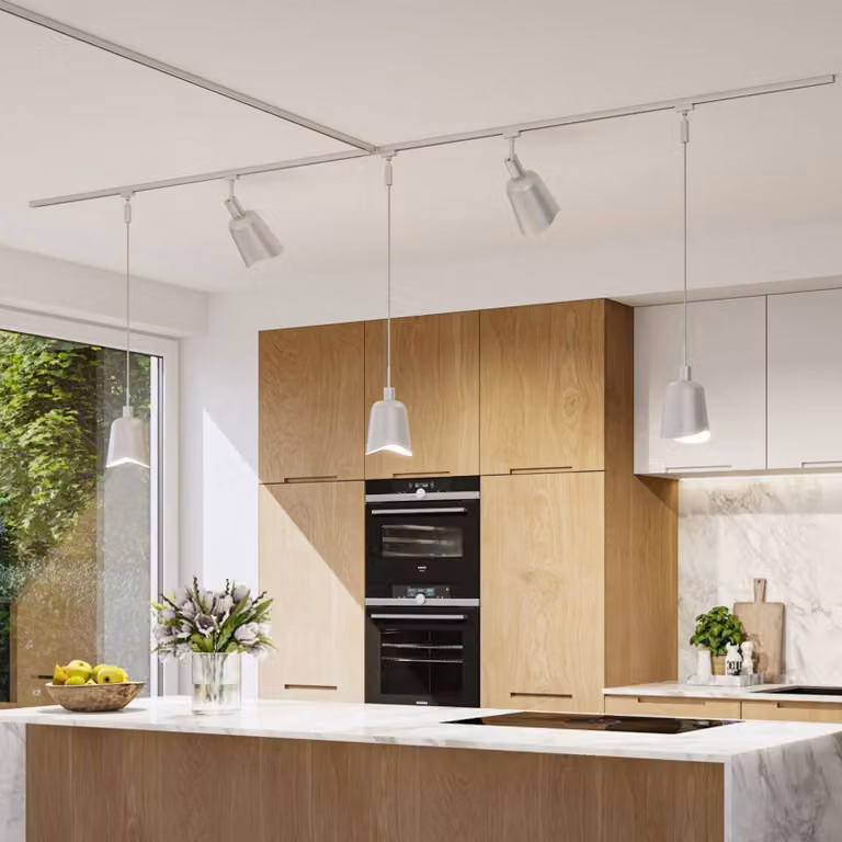Paulmann Paralume URail Alvaro bianco/cromo DecoSystems, Bianco / Opale, Soggiorno / Sala da pranzo, Metallo, Moderno