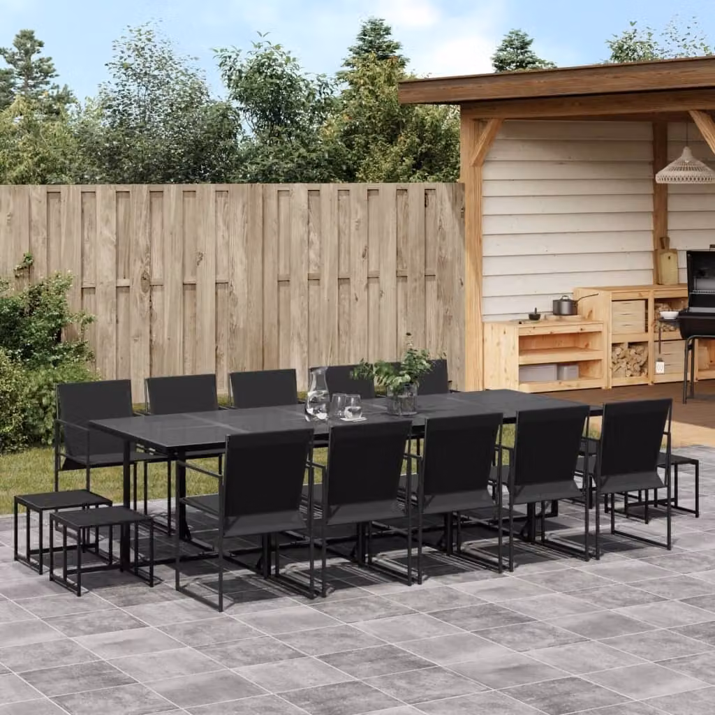 Maison Exclusive - Set da Pranzo da Giardino 15 pz Nero in Textilene