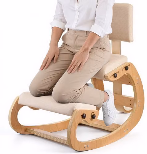 Sedia Ergonomica da Ginocchio VEVOR Beige con Schienale in Legno e Cuscino in Schiuma per Ufficio e Casa
