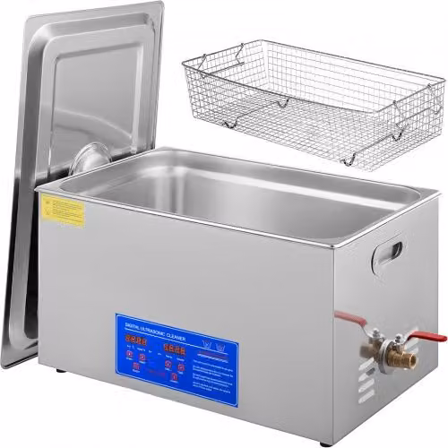 Pulitore ad ultrasuoni professionale VEVOR in acciaio inossidabile argento da 22L con timer e funzione riscaldamento per uso domestico e commerciale