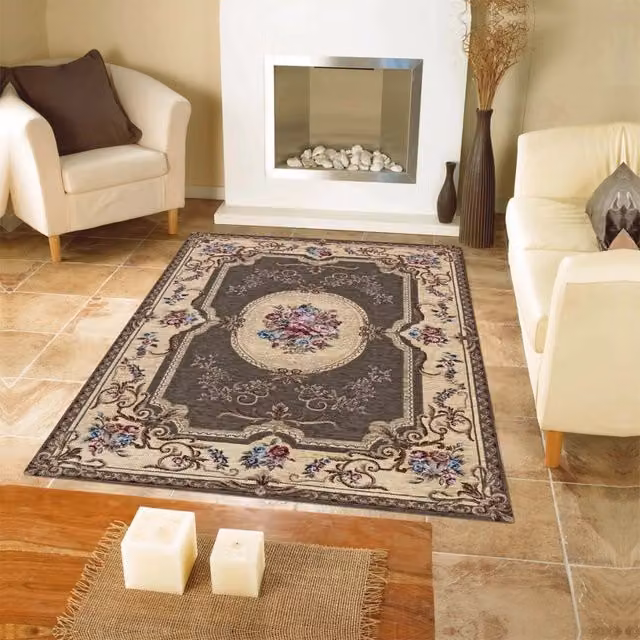 Tappeto Aubusson Pierre Tappeti stile orientale classico in ciniglia multicolore marrone, lavabile e antiscivolo, L: 200 cm x P: 280 cm