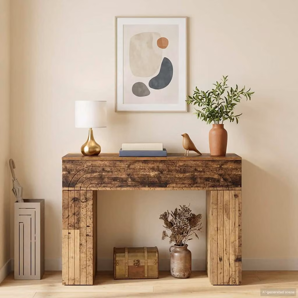 vidaXL Tavolino da salotto rettangolare in legno marrone L: 102 cm, P: 35 cm, H: 75 cm