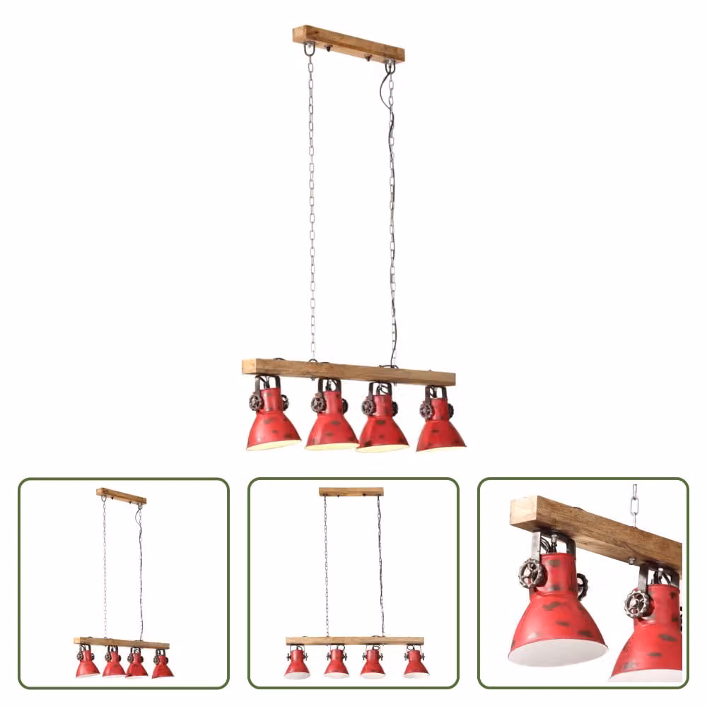 The Living Store Plafoniera 25 W Rosso 90x24x111 cm E27