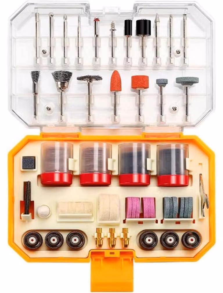 Set di accessori multifunzione da 227 pezzi per levigatura, taglio, foratura, lucidatura e rimozione della ruggine, fornito in una custodia in plastica