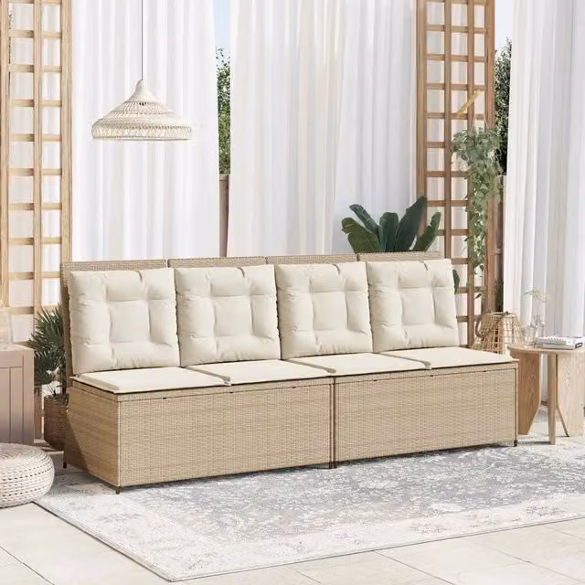 Panchina da giardino moderna vidaXL in rattan e metallo beige