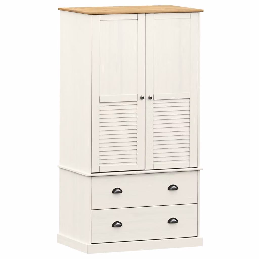 Armadio VIGO 90x55x170 cm in Legno Massello di Pino Bianco