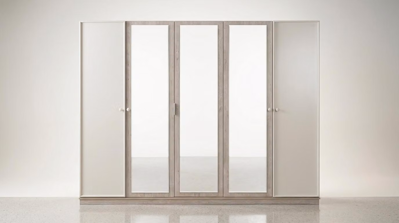 Armadio, design confortevole ed elegante, color beige, minimalista, spazioso, moderno, in legno