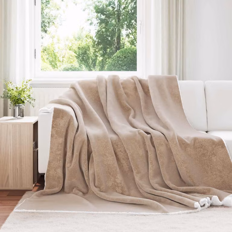 Coperta in pile morbida vidaXL colore beige/marrone L: 240 cm x P: 270 cm
