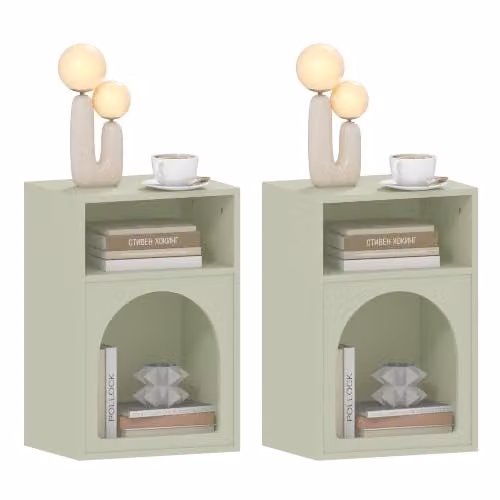 HOMCOM Set di 2 Comodini ad Arco 40x30x60 cm Verde Chiaro