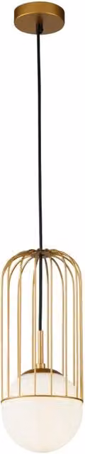 Lampada a sospensione Telford GIORDANOSHOP in metallo e vetro oro e bianco – 1