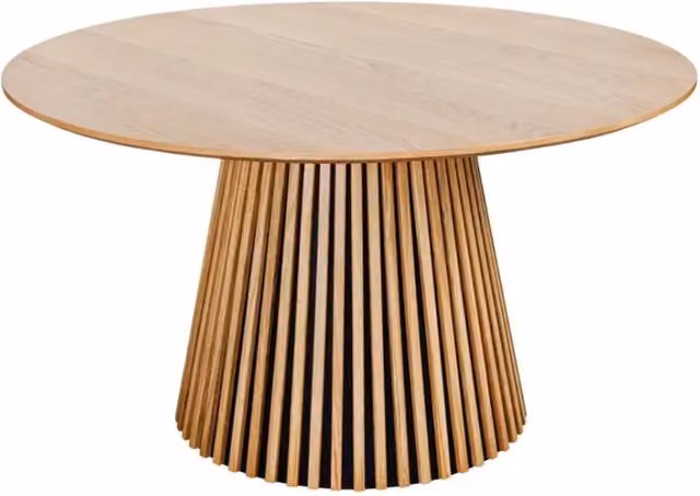 Tavolo rotondo Meublorama KANOVA in rovere chiaro, design moderno con base centrale, Diametro: 140 cm, Altezza: 75 cm – 1