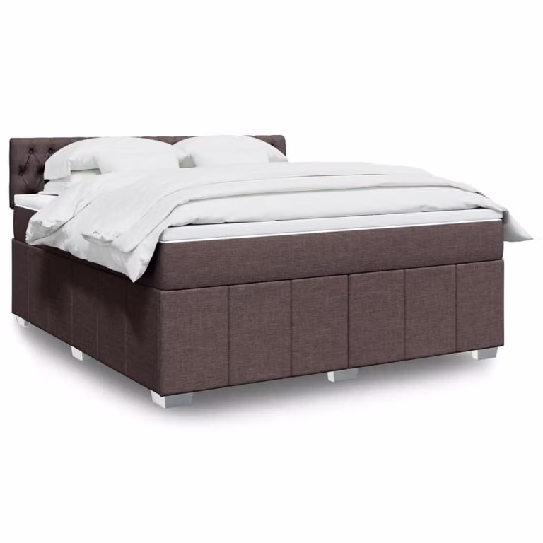 vidaXL Giroletto a Molle con Materasso Ibrido in Tessuto Marrone e Bianco L/P: 180 x 200 cm