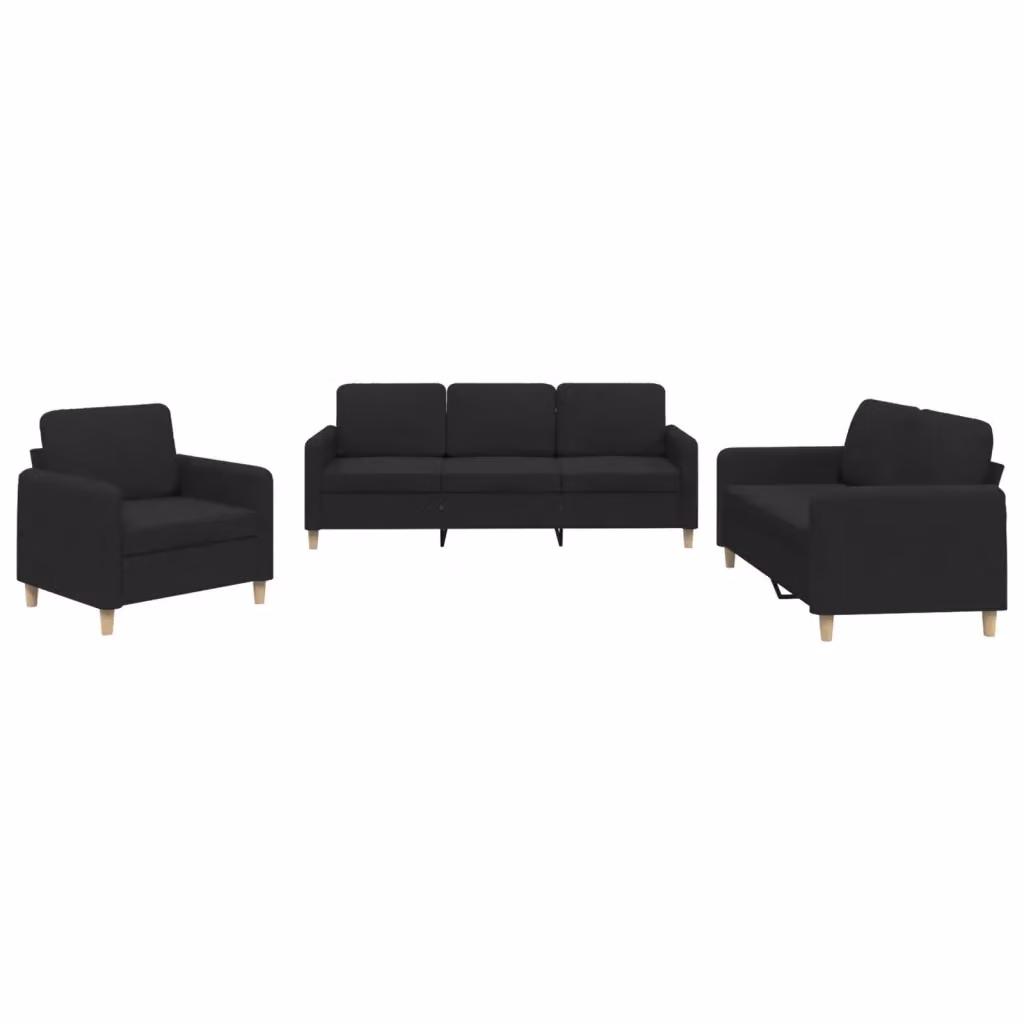 Set di divani vidaXL in tessuto nero con cuscini per soggiorno in stile moderno – 2