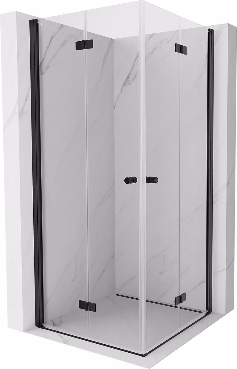 Mexen Mist-F Duo cabina doccia pieghevole 70 x 70 cm, trasparente, nero - 8A6-070L-070P-70-00