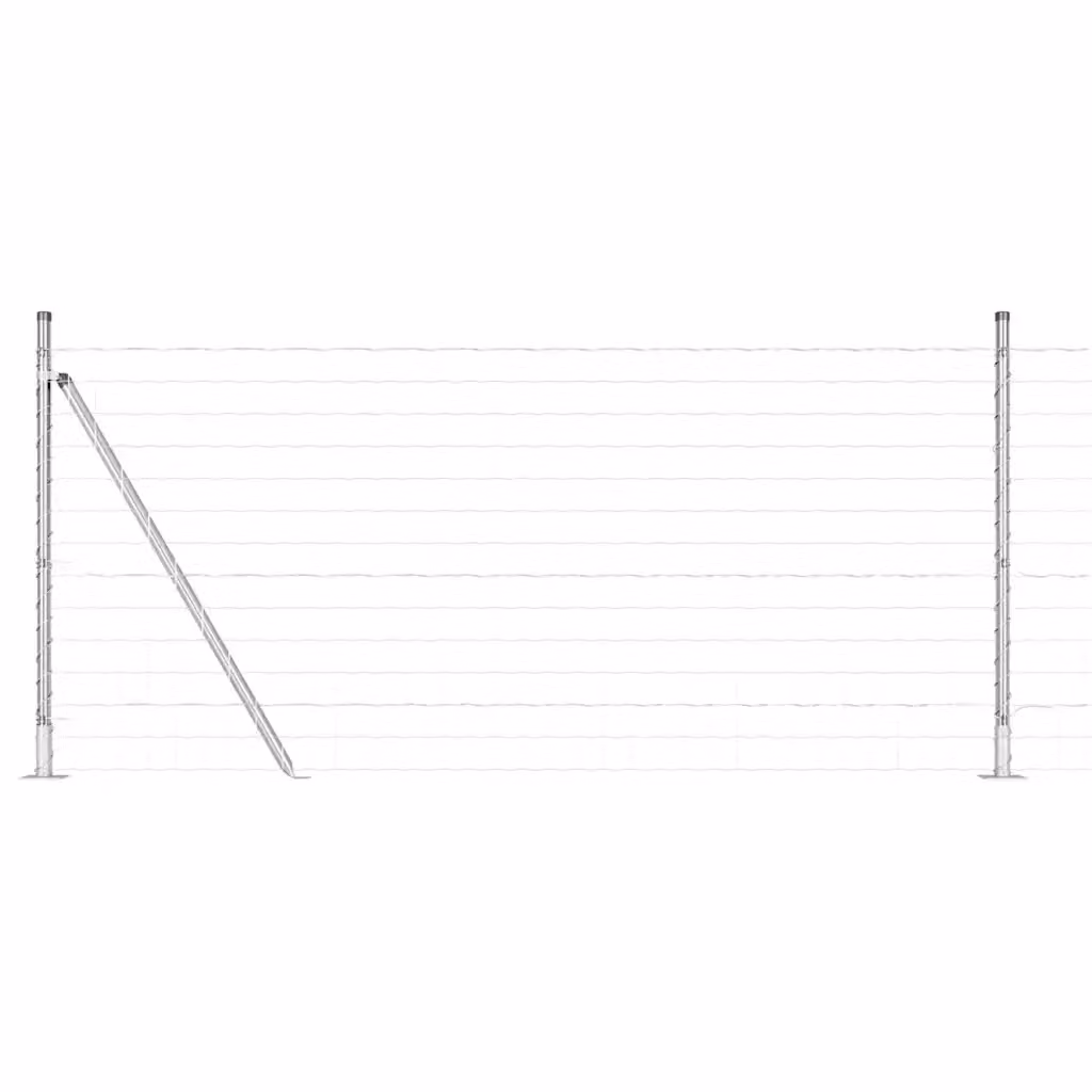 Recinzione da esterno vidaXL in acciaio zincato argento con base in cemento L: 25 m, H: 0,8 m – 2