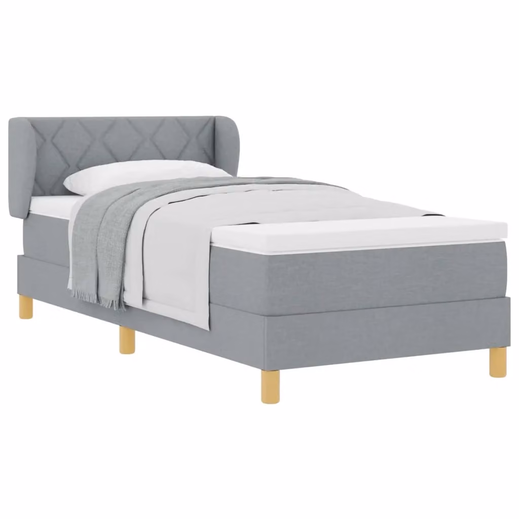 Letto a molle con testiera vidaXL in tessuto grigio, L/P/H: 90 x 200 cm – 2