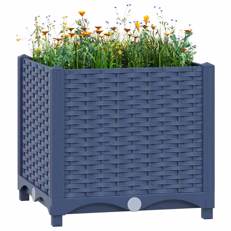 Fioriera Rialzata vidaXL in Polipropilene per Orto e Giardino, Disponibile in Grigio o Blu, L/P/H: 40 x 40 x 38 cm