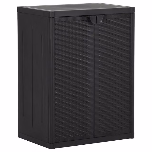 Mobile contenitore multiuso con 2 ripiani 65 x 45 x 88 cm PP nero 02_0046120