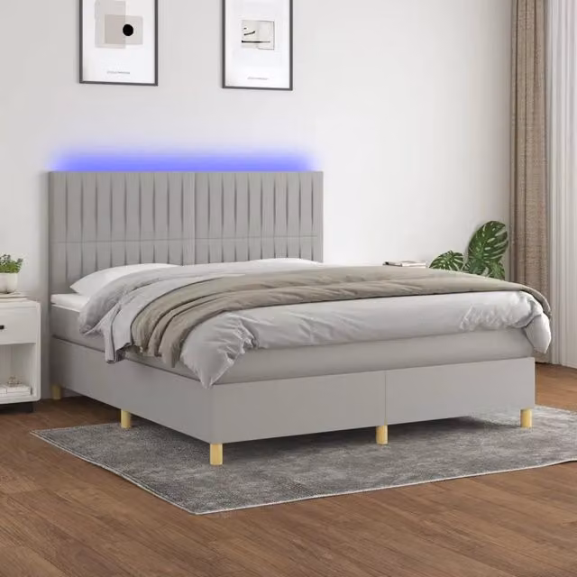 Letto Ibrido con Materasso e Illuminazione LED vidaXL Grigio e Bianco L/P: 160 x 200 cm