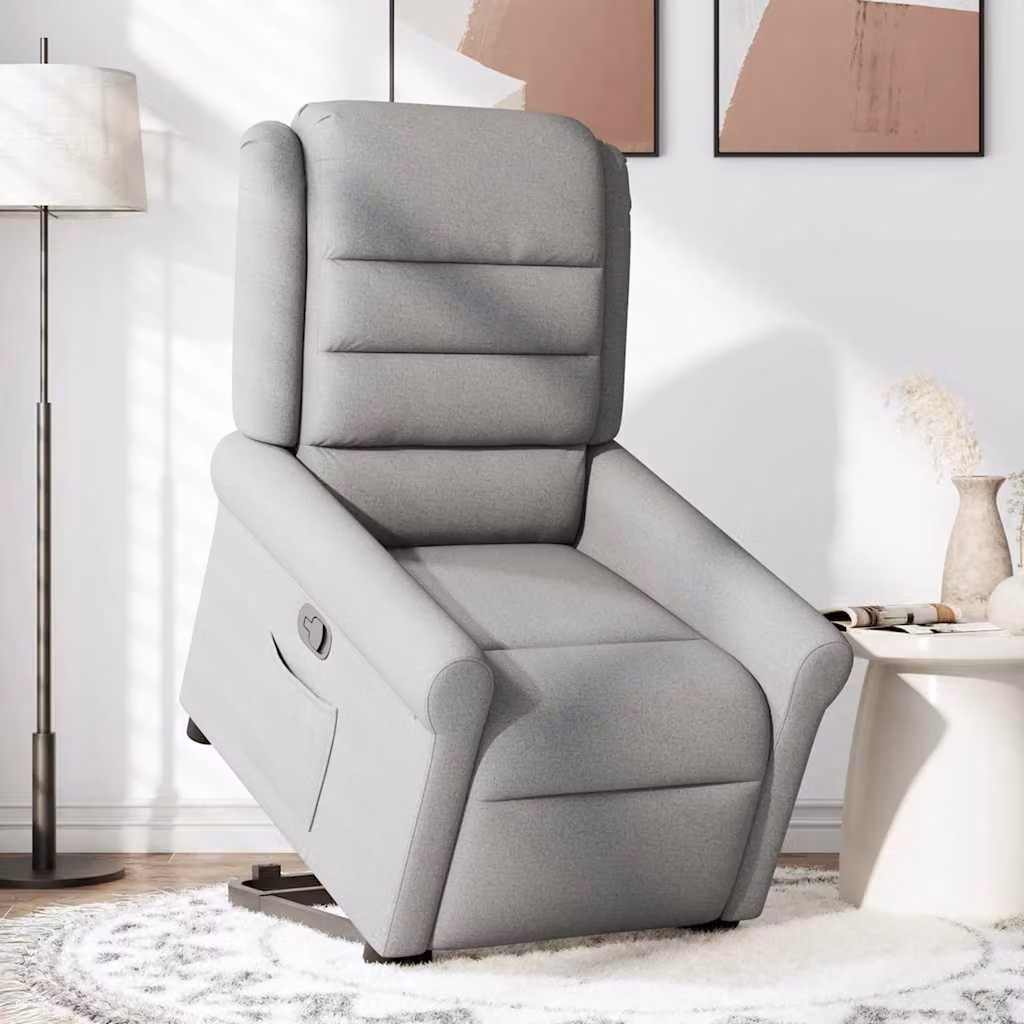 vidaXL Poltrona Alzapersona Reclinabile Grigia in Tessuto con Assistenza Elettrica – 1