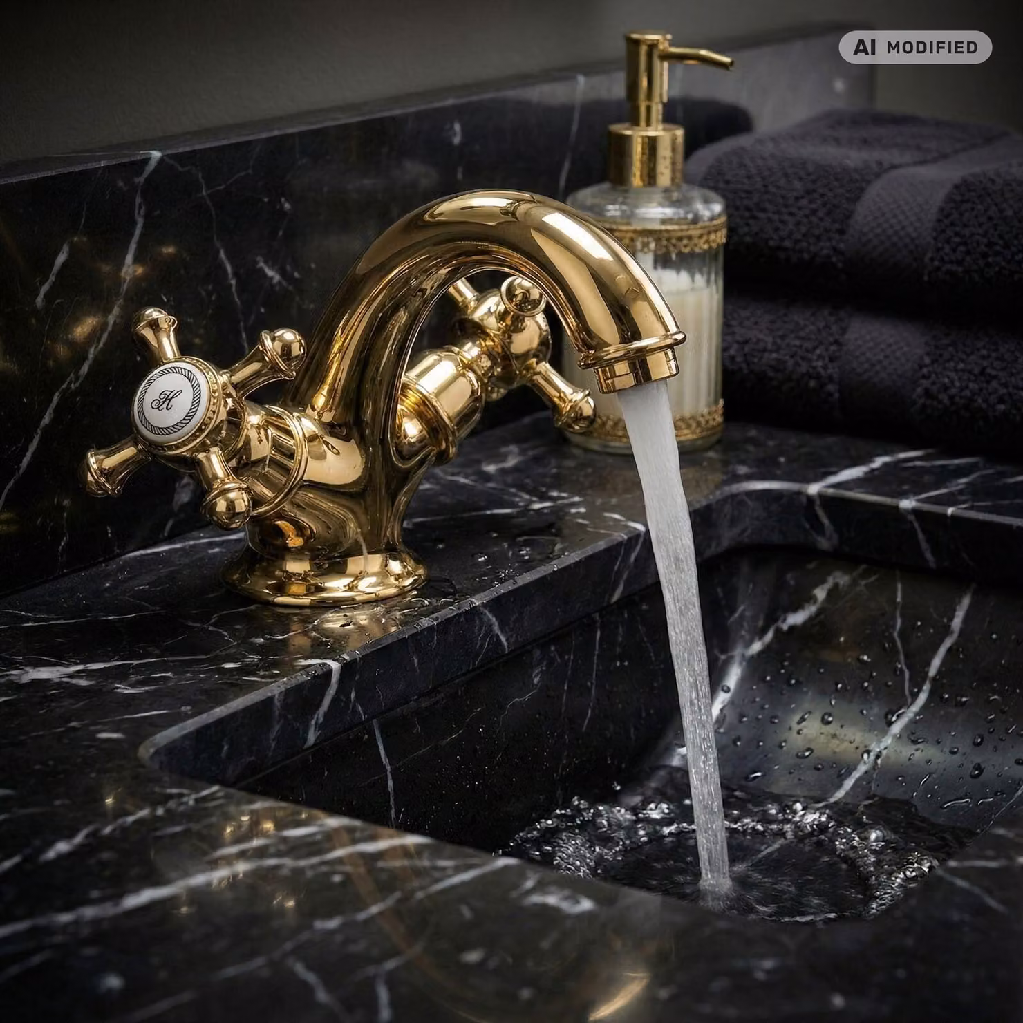 PaulGurkes Miscelatore per lavabo, modello piccolo, oro, stile retrò antico, a due maniglie