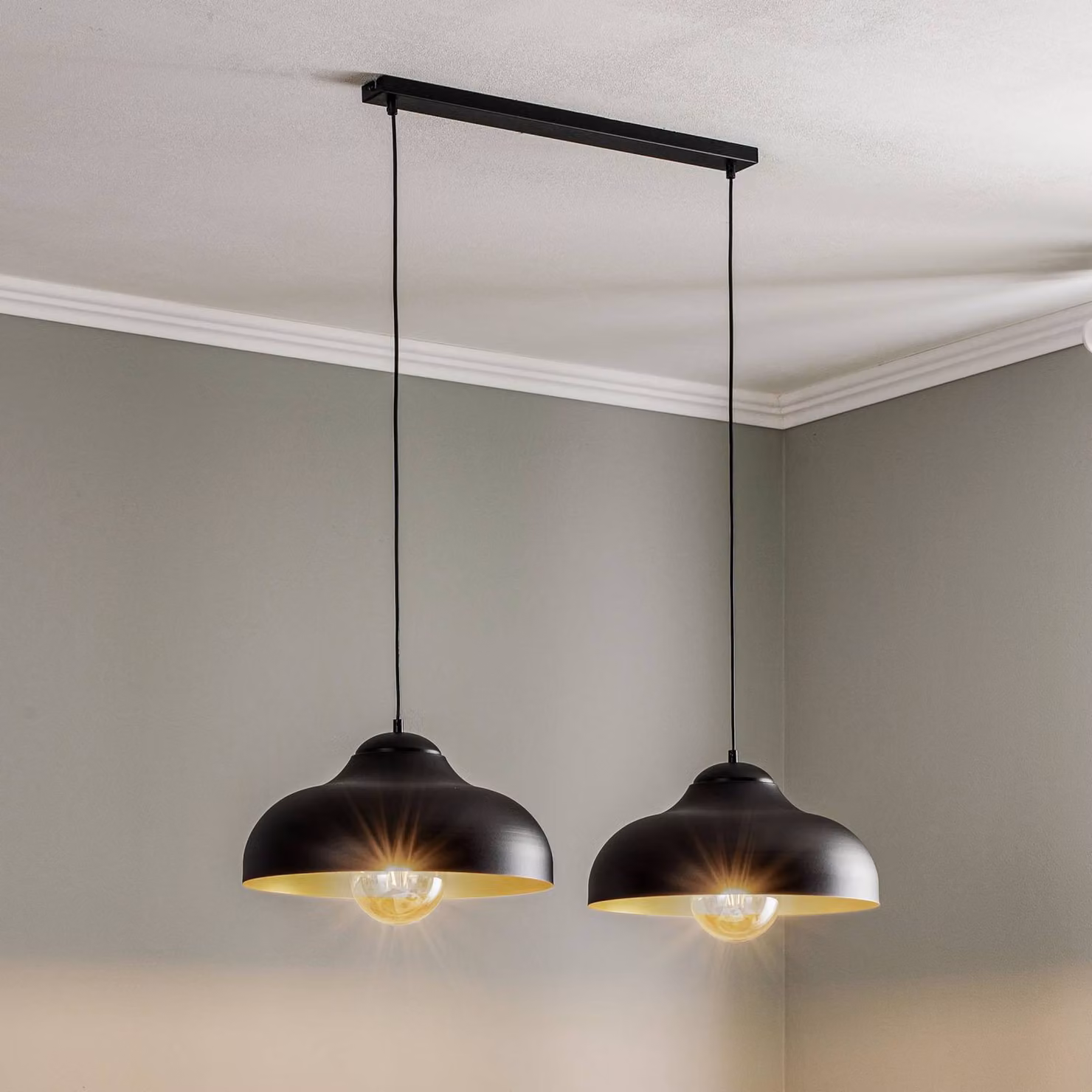 Lampada a sospensione Basca Luminex, dimmerabile, Nero, Soggiorno / Sala da pranzo, Metallo, Lampada a sospensione