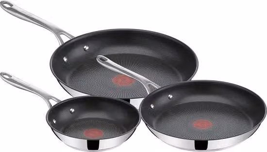 Set di pentole in acciaio inossidabile 3 pentole con sigillo di titanio e termosensore, antiaderente, profonda forma, facile da pulire, diametri 20/24/28 cm