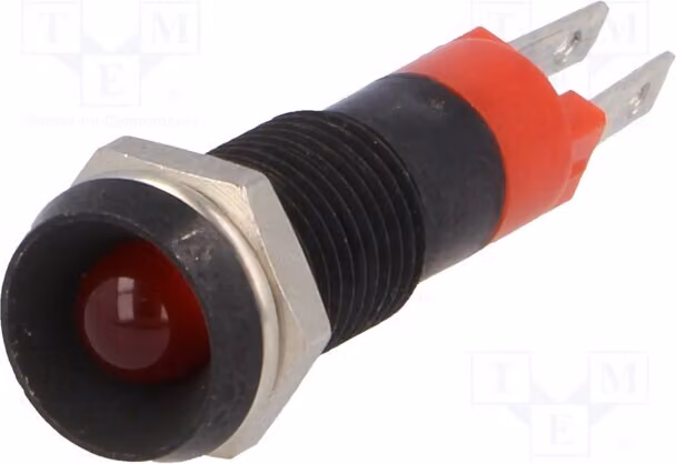 1 x Indicatore luminoso: LED, apertura: Ø 8,2 mm, 24÷28 VDC, lenti concave, grado di protezione IP67, metallo, modello SMDD08014