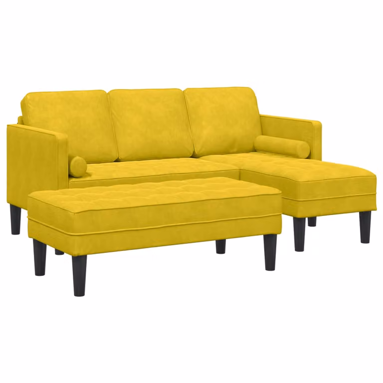 Set di divani angolari a L vidaXL in velluto giallo con cuscini, design moderno per il tuo soggiorno