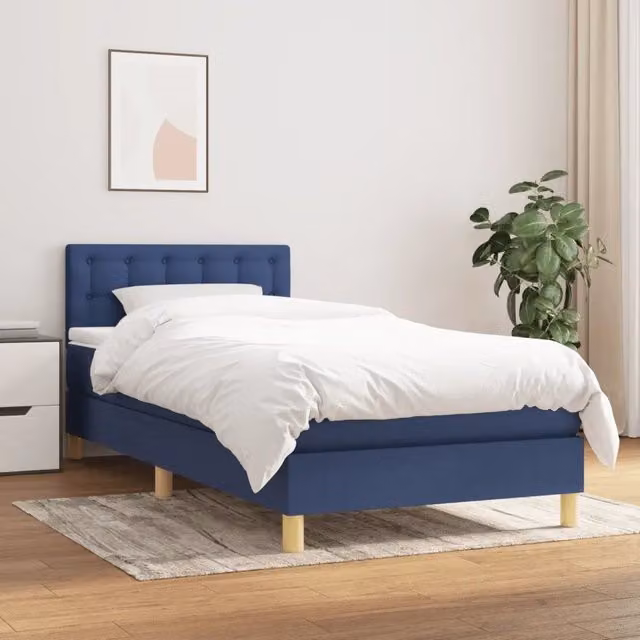 Giroletto a Molle con Materasso-Struttura Letto Blu 90x200 cm inTessuto 997656