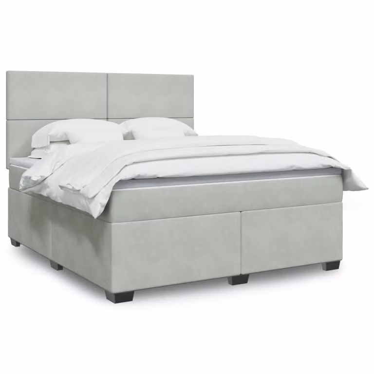 vidaXL Giroletto a Molle con Materasso Ibrido in Velluto Grigio Chiaro L/P/H: 180 x 200 cm