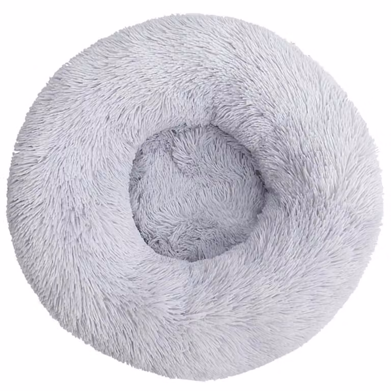 Cuccia per cani, cuccia per gatti, lavabile, piccola, in peluche, morbida, rotonda, grigio chiaro, 35 cm