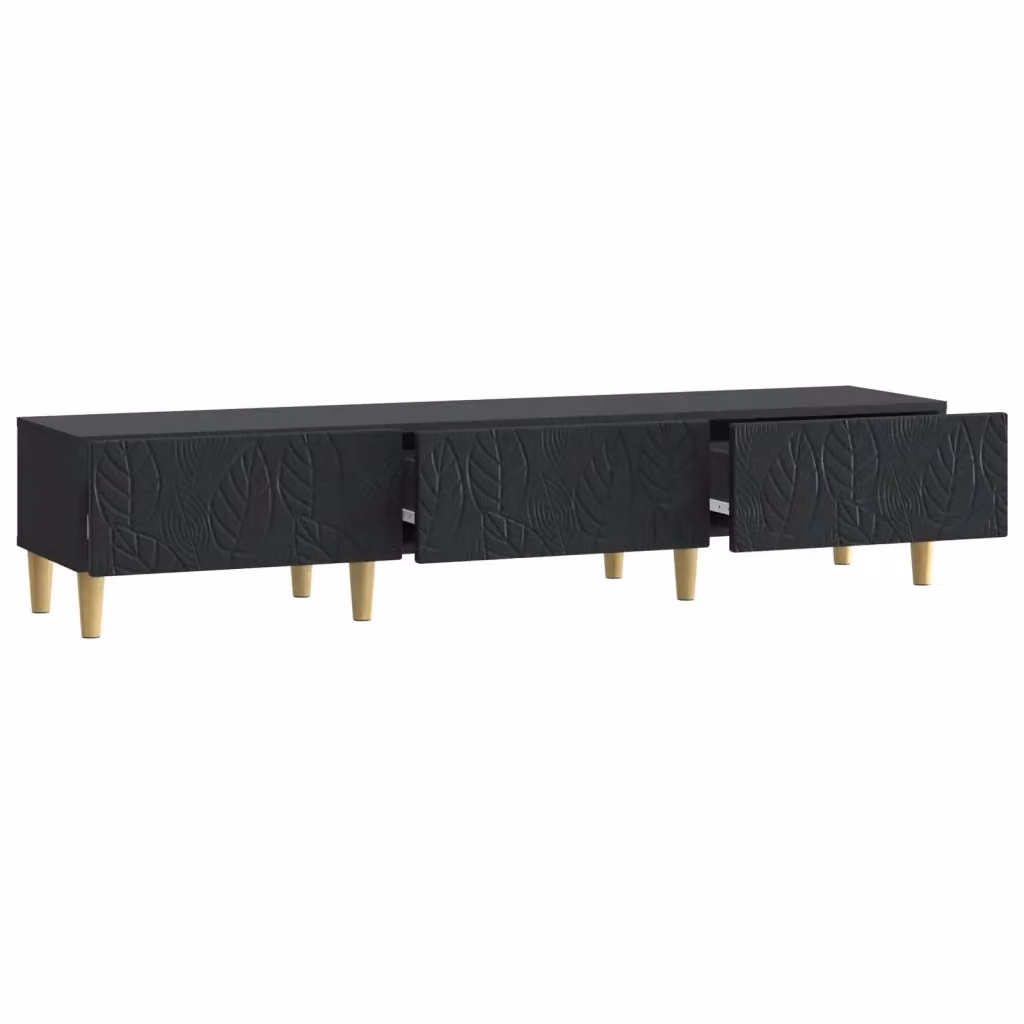 Mobile TV Design In in stile vintage nero e legno, L: 147 cm, P: 34,5 cm, H: 30 cm – 2