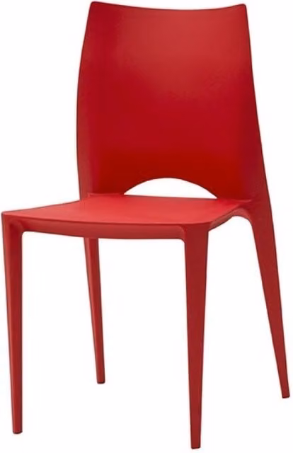 Set di 4 sedie rosse in polipropilene Mobili 2G L/P/H: 45 x 54 x 84 cm, Altezza seduta: 45 cm