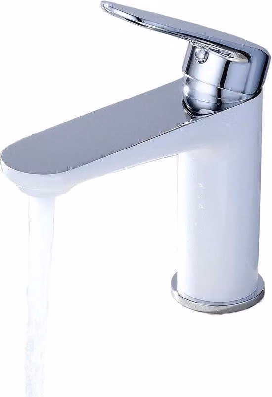 Miscelatore monocomando bianco cromato per lavabo