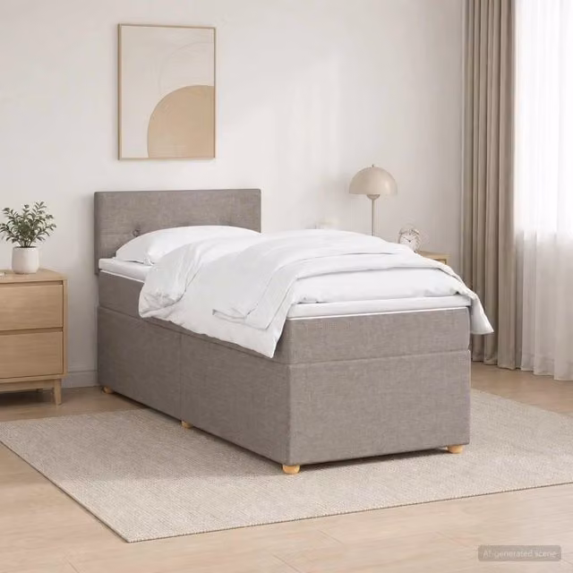 Letto box spring ibrido vidaXL con materasso a molle insacchettate e base contenitore, colore beige o grigio, L/P: 100 x 200 cm