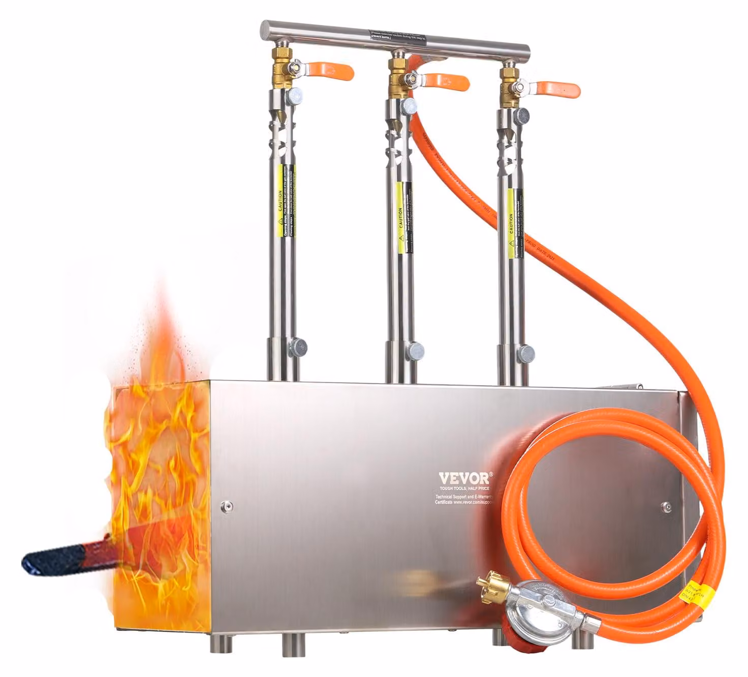 VEVOR, fornetta portatile per la forgiatura a gas propano con 3 bruciatori, temperatura di 1427 °C, fornetta per la lavorazione di ferri di cavallo, forma quadrata, acciaio inossidabile, utensili e attrezzature per la forgiatura a gas, fornetta per la fus