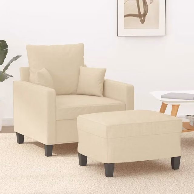 Poltrona relax con poggiapiedi vidaXL in tessuto beige stile moderno per soggiorno