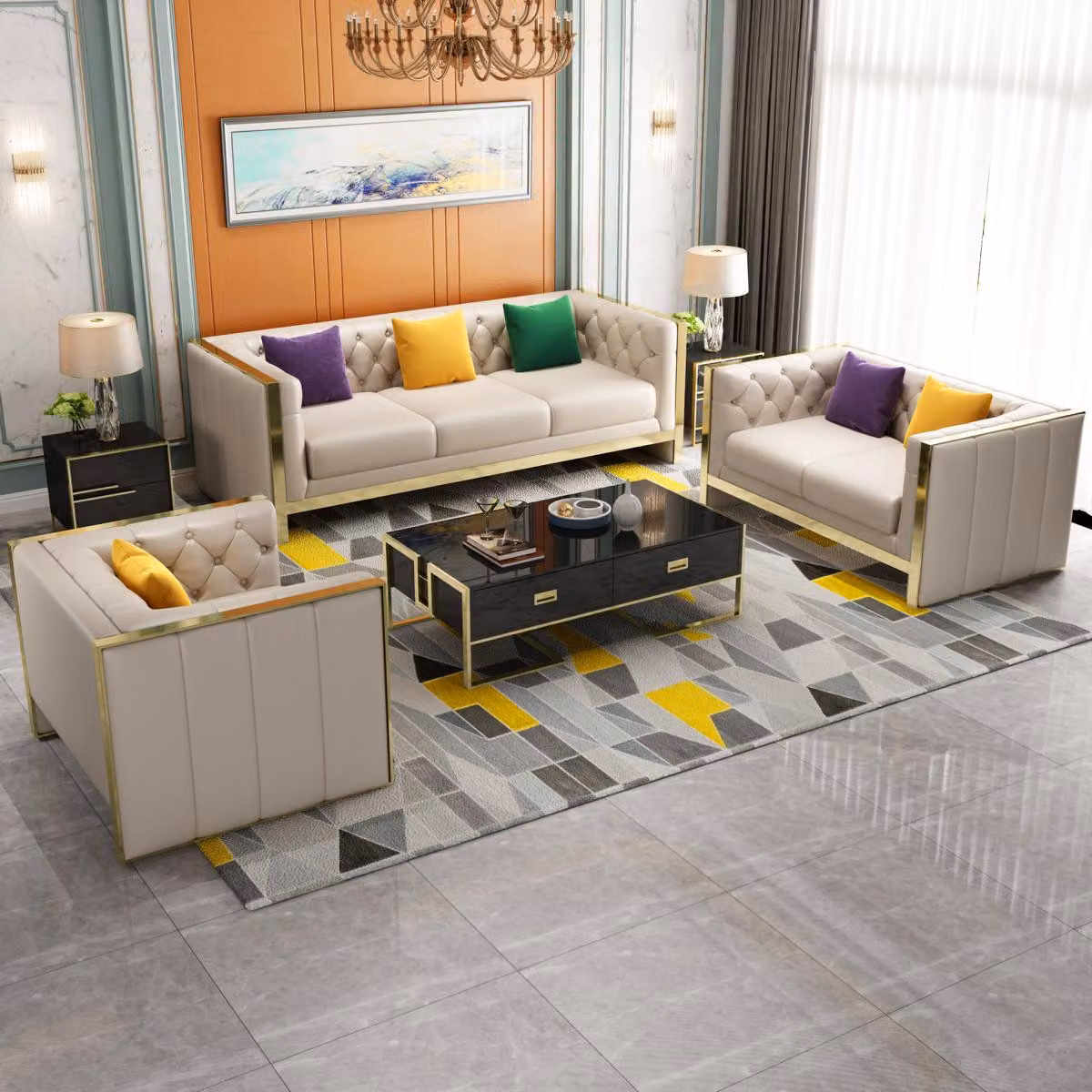 Sofagarnitur 3+2+1 Sitzer Set Design Sofa Polster Couchen Couch Modern Luxus