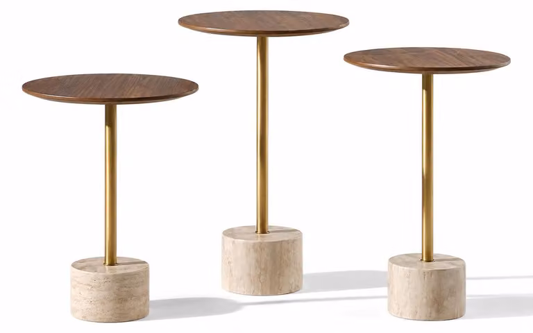 3 tavolini laterali, stile moderno, colore oro, adatti al soggiorno, forma rotonda, comodi