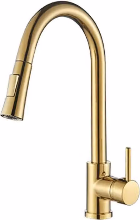 Rubinetto da cucina, doccetta estraibile flessibile, miscelatore monocomando, finitura oro A