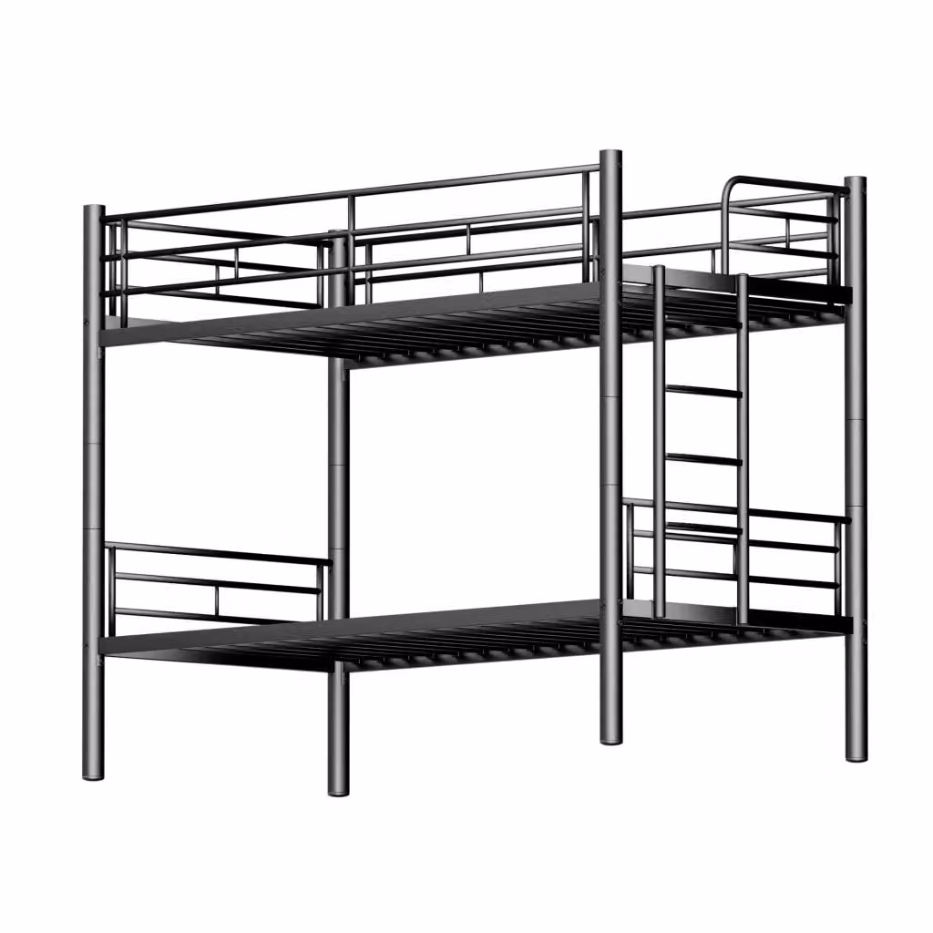 Letto a castello per bambini MINIMAL con scala antiscivolo e rete a doghe in metallo, Nero, L/P/H: 200 x 90 x 155 cm – 2