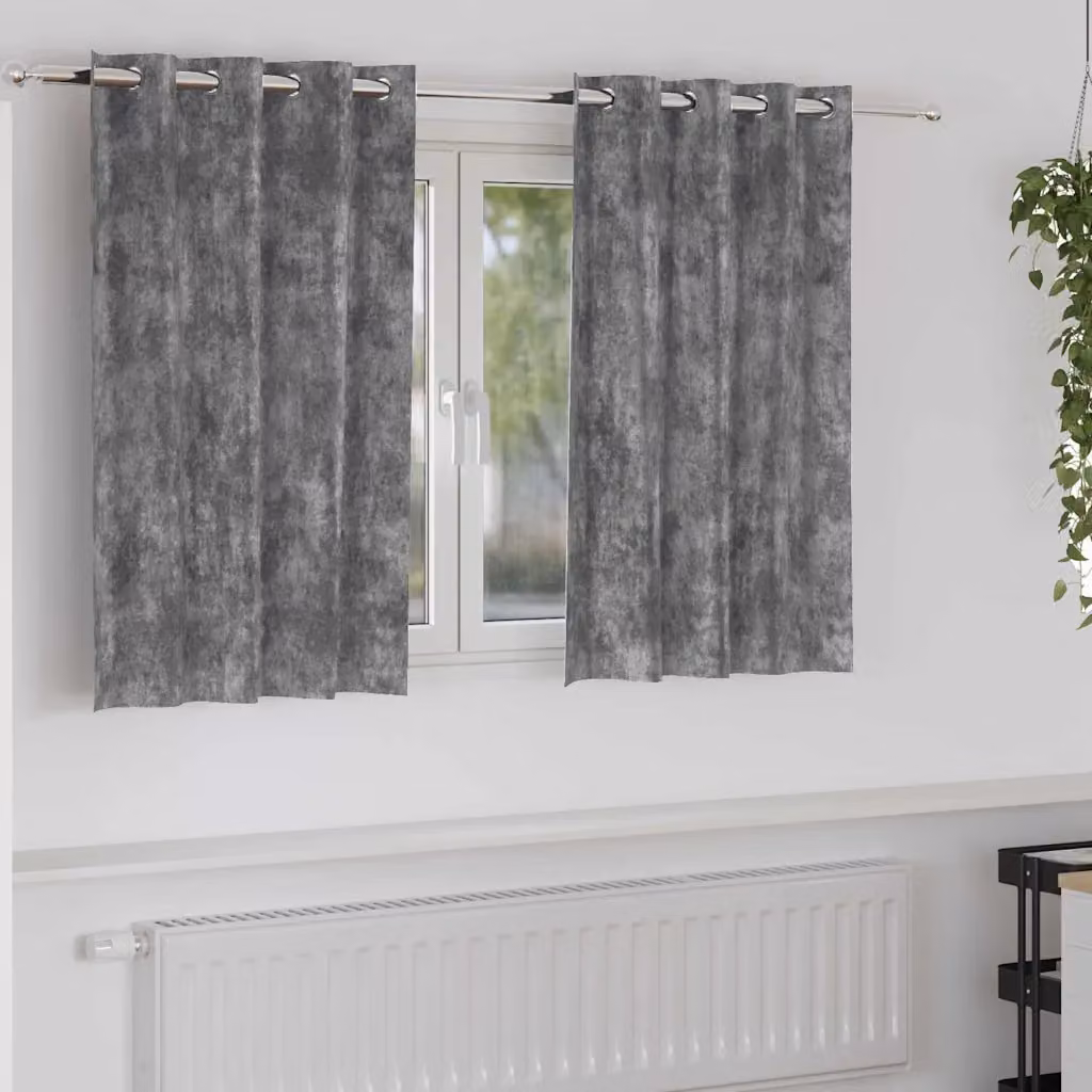 Set di 2 tende in velluto vidaXL grigie con isolamento termico e oscuramento, L 140 cm x H 140 cm